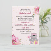 Jolie Hippo Floral Baby Shower Invitations (Debout devant)