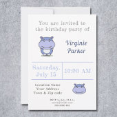 Jolie Hippo Invitation d'anniversaire