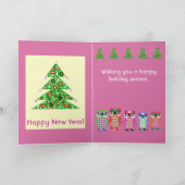 Jolie Hipster Owl Cartes de Noël Joyeuses Fêtes (Intérieur)