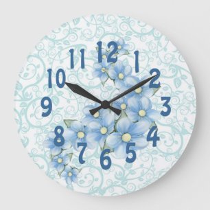 jolie horloge de fleurs bleues