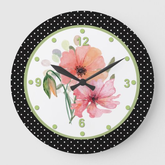 Jolie horloge florale et Polka Dot Wall (Recto)