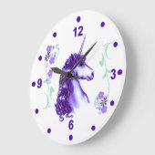 Jolie horloge mauve Unicorn mural (Angle)