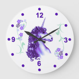 Jolie horloge mauve Unicorn mural