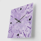 Jolie horloge murale botanique violette (Angle)