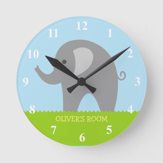 Jolie horloge murale pour enfants en forme d'éléph (Recto)