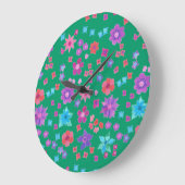 Jolie horloge murale ronde vert mer (Angle)