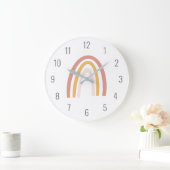 Jolie horloge murale rose pastel arc-en-ciel pour  (Maison)