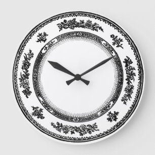 jolie horloge noire et blanche vintage de plat de