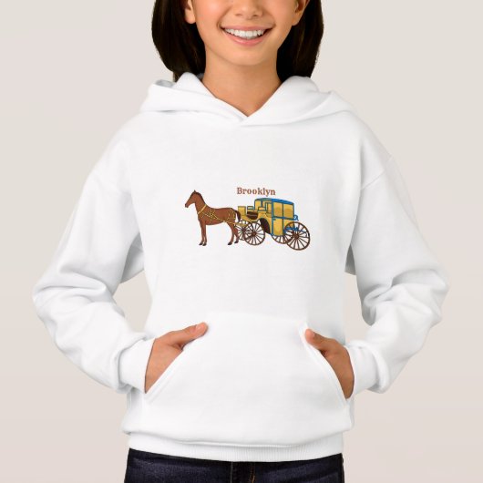 Jolie illustration de cheval et de calèche royale (Devant)