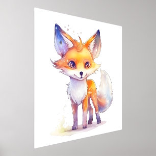 Jolie impression de bébé renard en feuille métalli