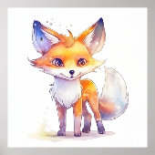 Jolie impression de bébé renard en feuille métalli (Recto)
