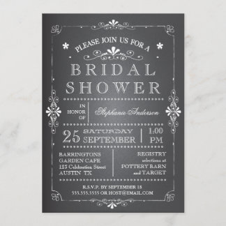 Jolie invitation à la douche nuptiale Chalkboard