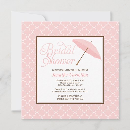 Jolie invitation à la douche nuptiale de parasol r (Devant)