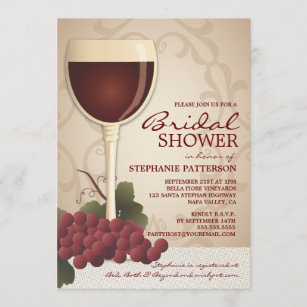 Jolie invitation à la douche nuptiale pour le vin 