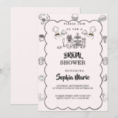 Jolie invitation à la douche nuptiale Sketchy (Devant / Derrière)