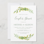 Jolie invitation à la douche pour les couples vert (Devant)