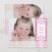 Jolie invitation à la fête d'anniversaire de la fi (Devant / Derrière)