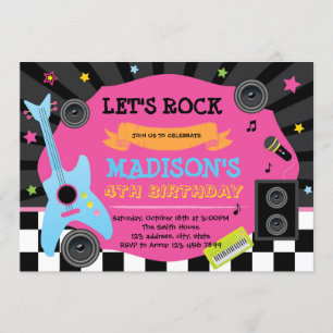 Jolie invitation à la fête d'anniversaire rockstar