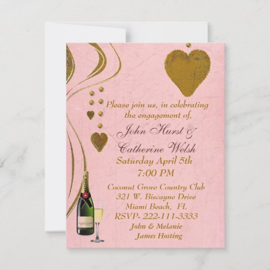 Jolie invitation à la fête de fiançailles (Devant)