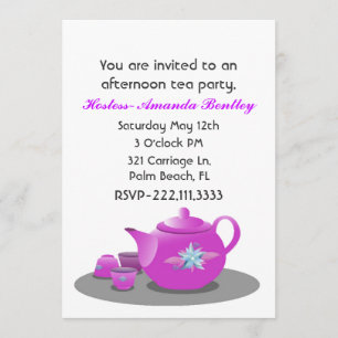Jolie invitation à la soirée thé rose et blanc