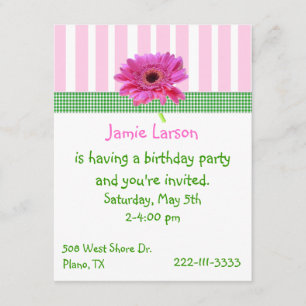 Jolie invitation à l'anniversaire de Gerber Daisy