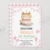 Jolie invitation à l'anniversaire du chat (Devant / Derrière)