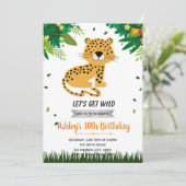 Jolie invitation à l'anniversaire du guépard (Debout devant)