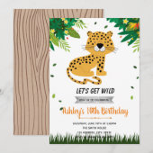 Jolie invitation à l'anniversaire du guépard (Devant / Derrière)