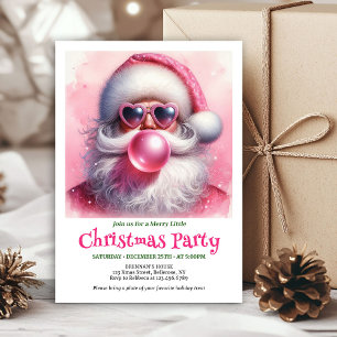 Jolie invitation à l'aquarelle du Père Noël rose m