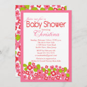 Jolie invitation à l'Baby shower de filles aux fle (Devant / Derrière)