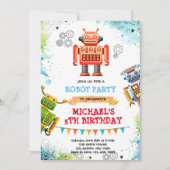 Jolie invitation à thème robot (Devant)