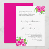 Jolie invitation à un mariage rose (Devant / Derrière)