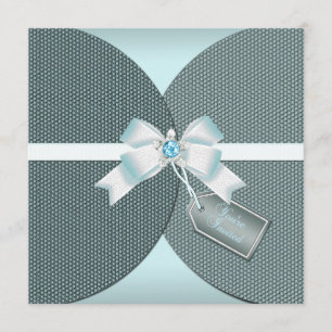 Jolie invitation à un mariage Turquoise avec un bi