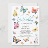 Jolie Invitation Anniversaire Fille Papillon Aquar (Devant)