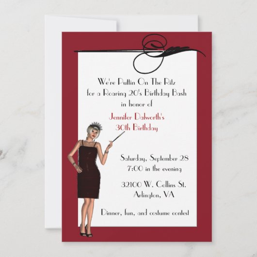 Jolie invitation Art Déco Anniversaire (Devant)