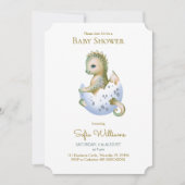 Jolie invitation au baby shower pour dragon. (Devant)