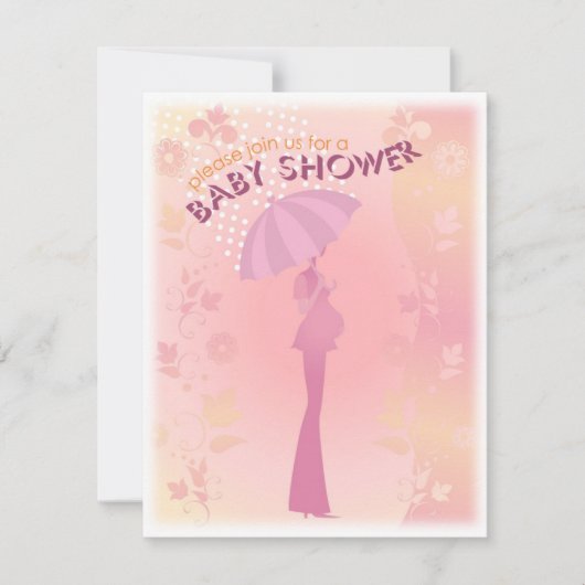 Jolie invitation au Baby shower rose (Devant)