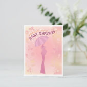 Jolie invitation au Baby shower rose (Debout devant)