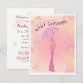 Jolie invitation au Baby shower rose (Devant / Derrière)