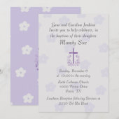 Jolie invitation au baptême croisé (Devant / Derrière)