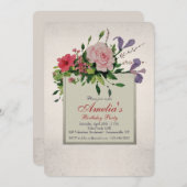 Jolie Invitation au coin des clusters de fleurs (Devant / Derrière)