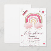 Jolie invitation baby shower arc-en-ciel rose (Devant / Derrière)
