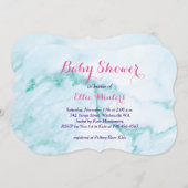 Jolie invitation Baby shower en marbre turquoise (Devant / Derrière)