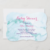 Jolie invitation Baby shower en marbre turquoise (Devant)