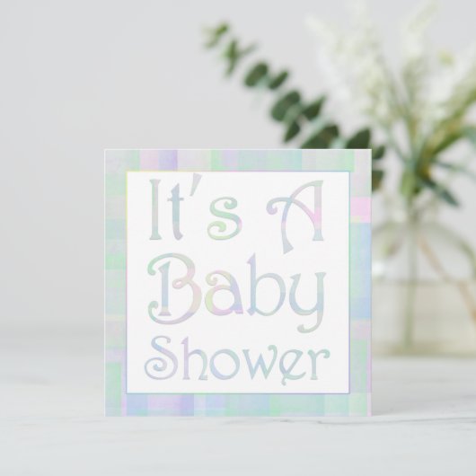 Jolie invitation Baby shower Pastels (Debout devant)