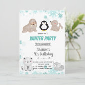 Jolie invitation d'anniversaire arctique (Debout devant)