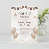 Jolie invitation d'anniversaire conjoint beige et (Debout devant)