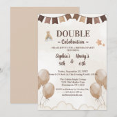 Jolie invitation d'anniversaire conjoint beige et (Devant / Derrière)