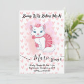 Jolie invitation d'anniversaire de fille de chat. (Debout devant)