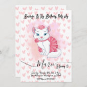 Jolie invitation d'anniversaire de fille de chat. (Devant / Derrière)